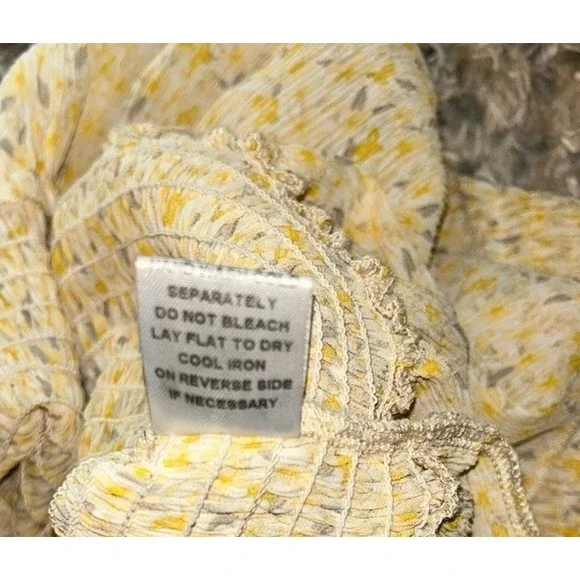 Vici Womens Dress Small Floral Boho Cottagecore Maxi Bodycon Ruffle Yellow - Picture 7 of 7